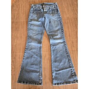 Silver Women's Low Rise Bell Bottom Butto Fly Y2K Jeans Size 30 X 31 Excellent